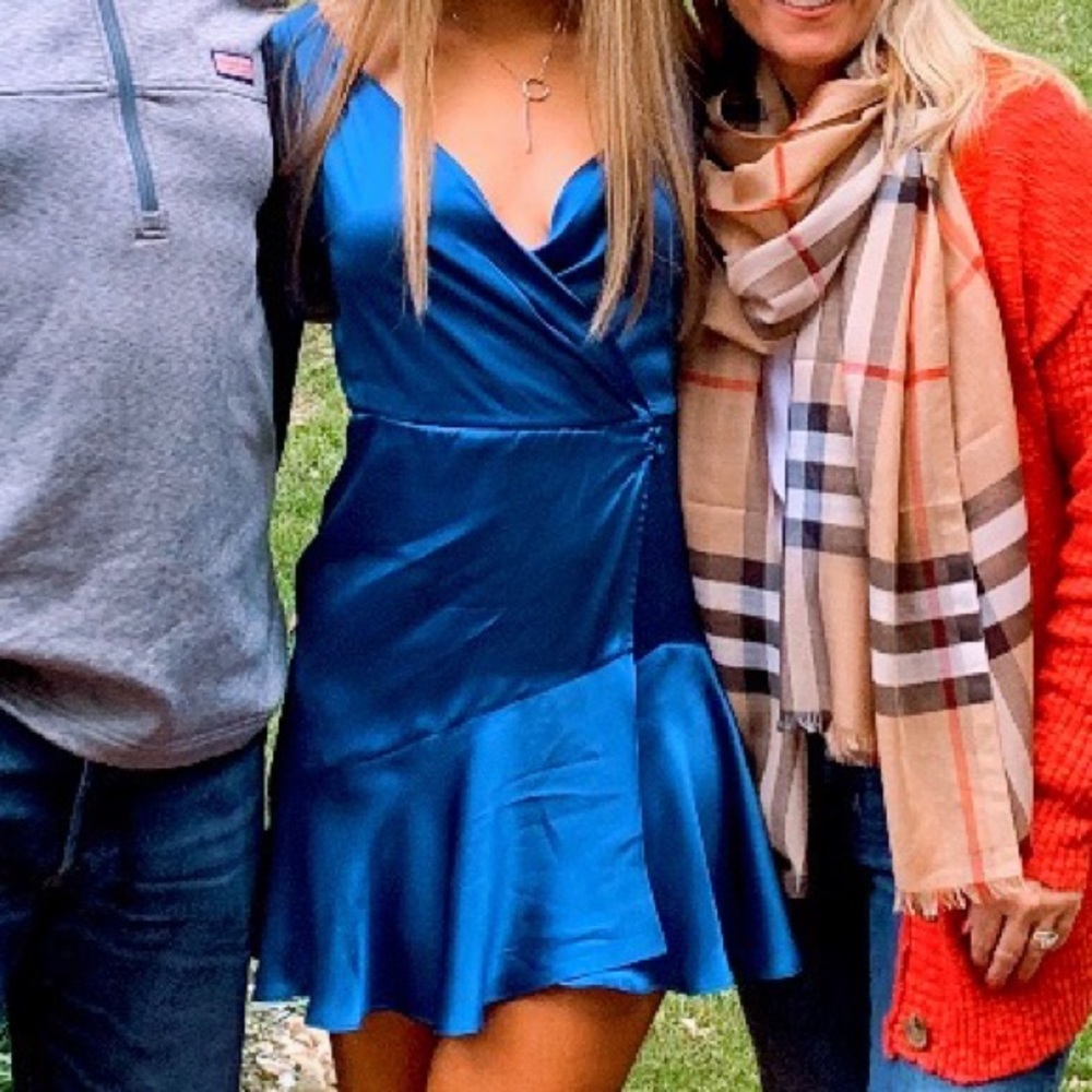 Free People Blue Satin Mini Dress
